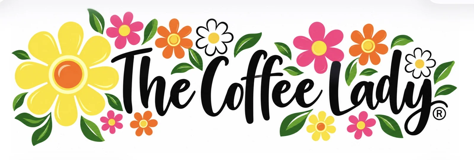 The Coffee Lady colourful floral logo
